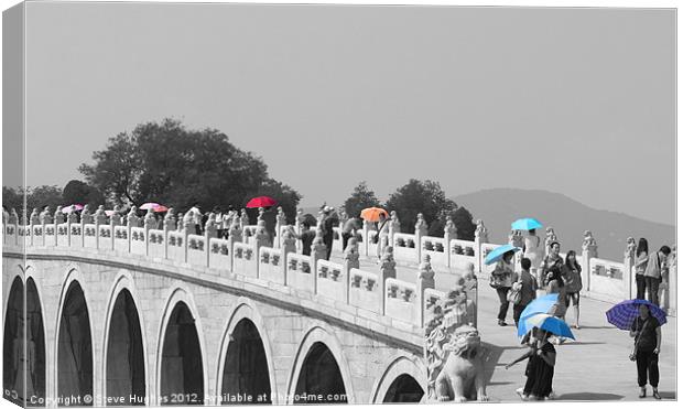 Umbrellas in China selective colouring Canvas Print by Steve Hughes