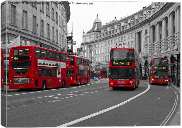 London Scene red buses Canvas Print by Steve Hughes