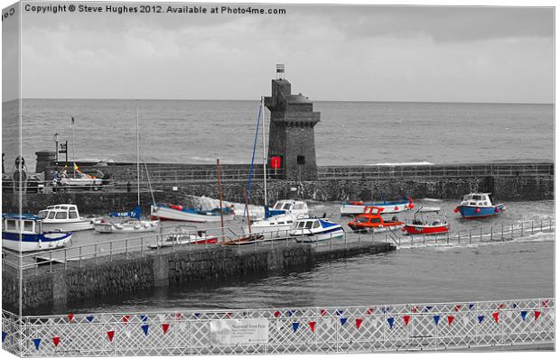 Selective colours of Lynmouth Harbour Canvas Print by Steve Hughes
