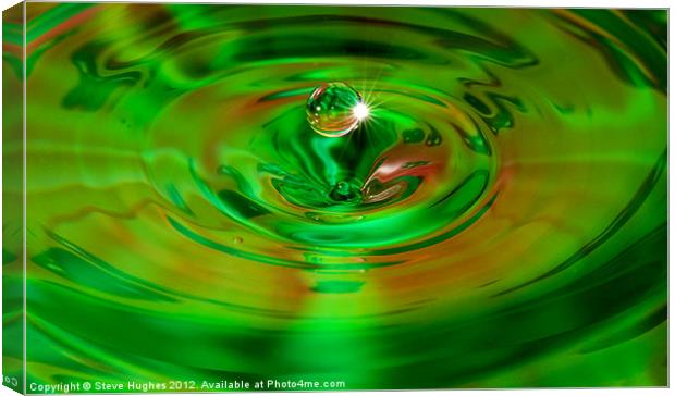 Water drop green Canvas Print by Steve Hughes