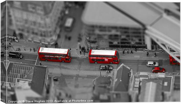 London Buses from above Canvas Print by Steve Hughes