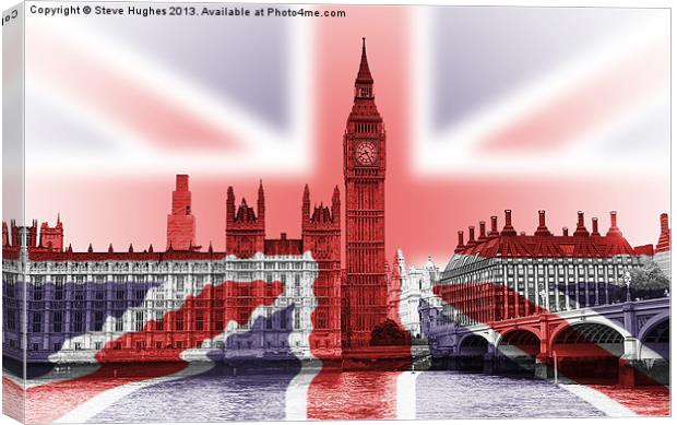Big Ben Union Jack Canvas Print by Steve Hughes