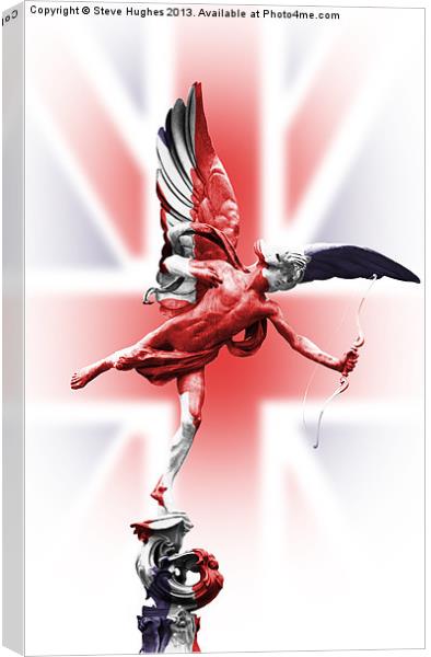 Eros statue wrapped in Union Jack flag Canvas Print by Steve Hughes