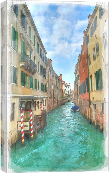 Venetian Canals Watercolour Canvas Print by Steve Hughes