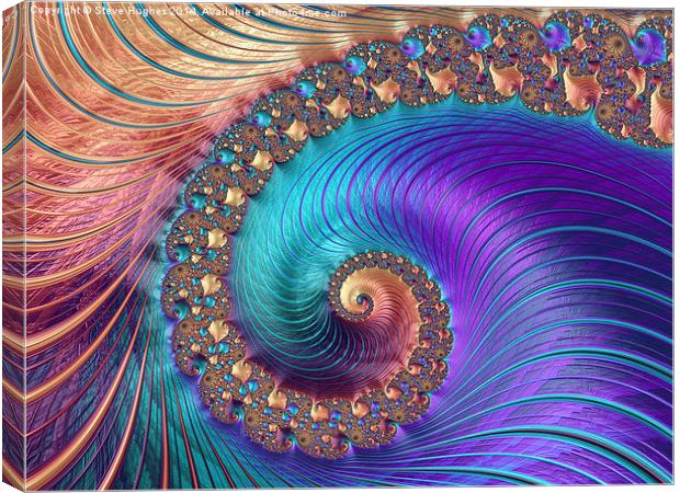 Fractal spirals purple and gold Canvas Print by Steve Hughes