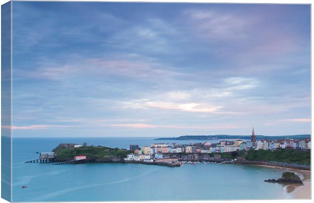Last Light over Tenby as seen from across the bay Canvas Print by Steve Hughes