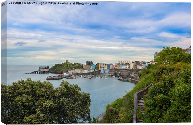 Tenby harbour from across the bay Canvas Print by Steve Hughes