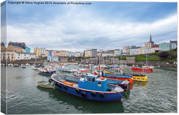 Fishing boats at Tenby harbour Canvas Print by Steve Hughes