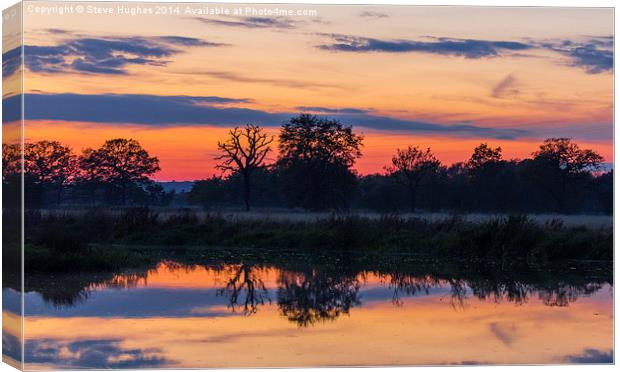  Sunset on the river Wey Canvas Print by Steve Hughes