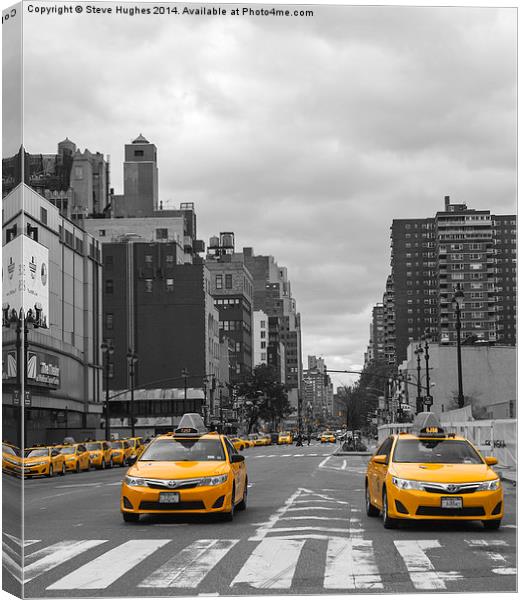  Yellow Taxi Cabs in New York Canvas Print by Steve Hughes