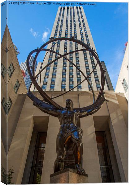 Bronze Statue at Rockefeller Centre Manhattan Canvas Print by Steve Hughes