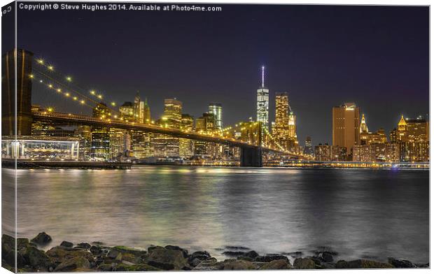 Manhattan from across East River Canvas Print by Steve Hughes