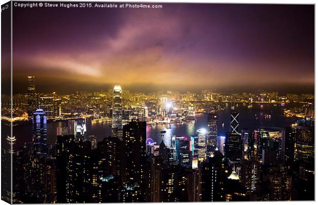  Hongkong City at night Canvas Print by Steve Hughes