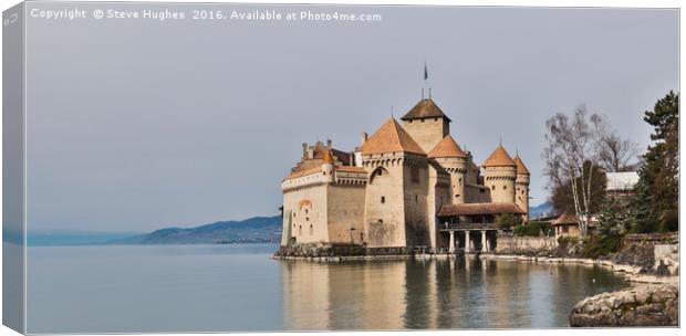 Chateau de Chillion on the shores of Lake Geneva Canvas Print by Steve Hughes