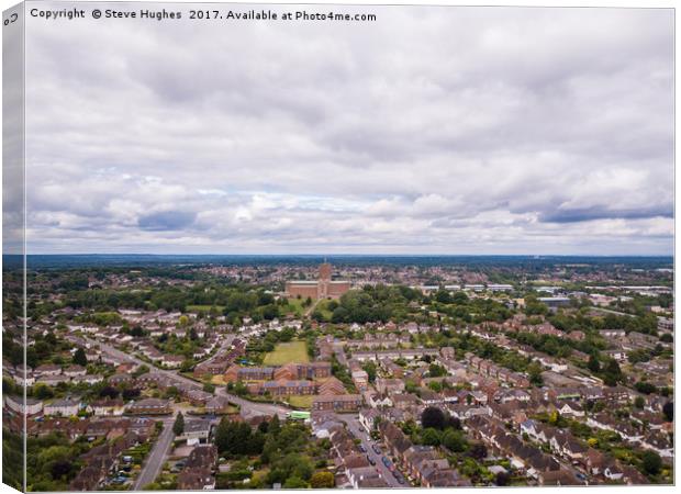 Guildford Cathedral from above Canvas Print by Steve Hughes