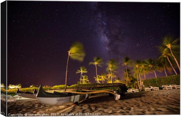 Milkyway above Hawaiian beach Canvas Print by Steve Hughes