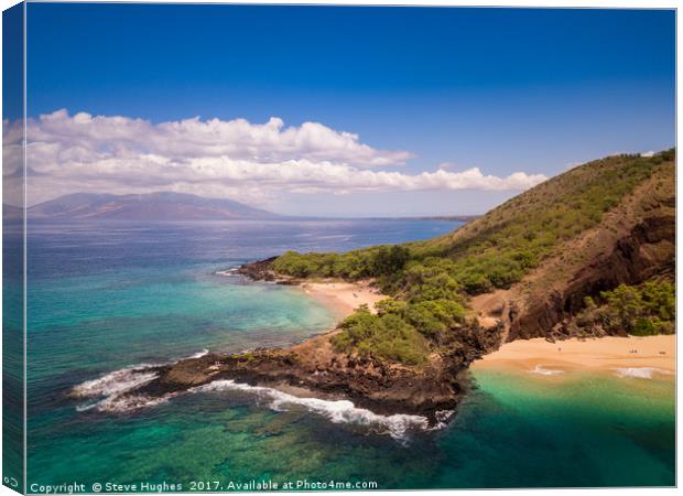 Looking down on Makena Beach Canvas Print by Steve Hughes