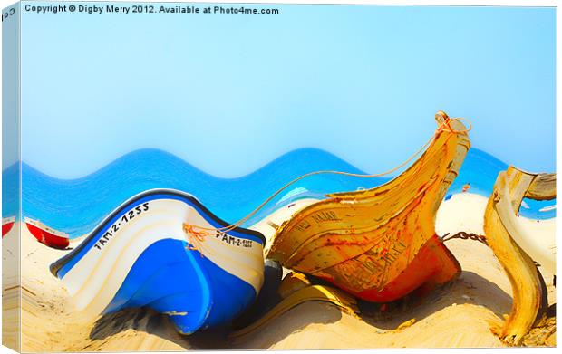 Surreal Boats on the beach Canvas Print by Digby Merry