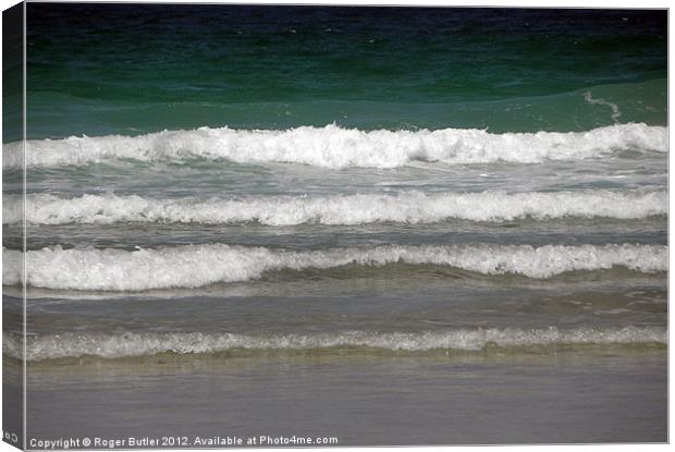 Breaking Waves in Summer Canvas Print by Roger Butler