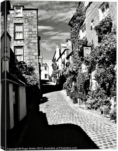 Bunkers Hill, St Ives, B&W Canvas Print by Roger Butler