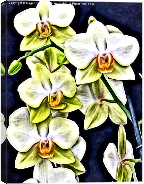 Yellow Orchids in Relief Canvas Print by Roger Butler
