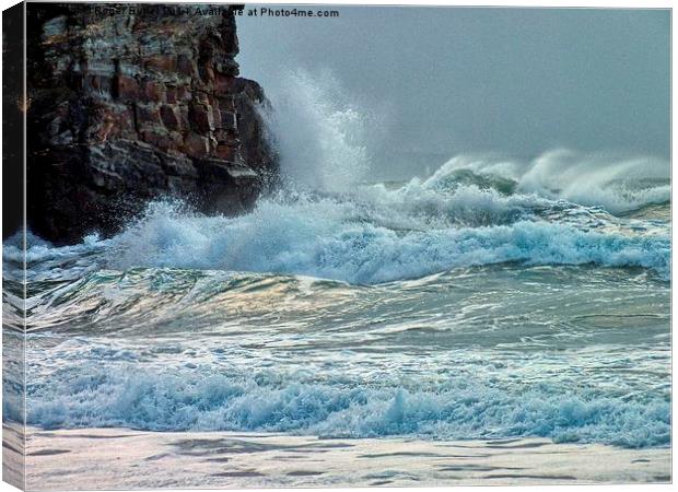 Stormy Sea at Porthtowan Canvas Print by Roger Butler