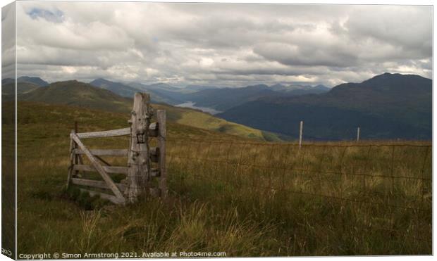 A moody view from the summit of Bienn Dubh Canvas Print by Simon Armstrong