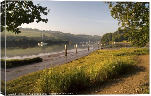 The tidal road at Aveton Gifford, Devon Canvas Print by Simon Armstrong