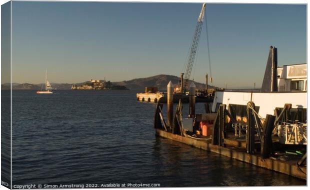 Alcatraz Island from Fisherman's Wharf Canvas Print by Simon Armstrong