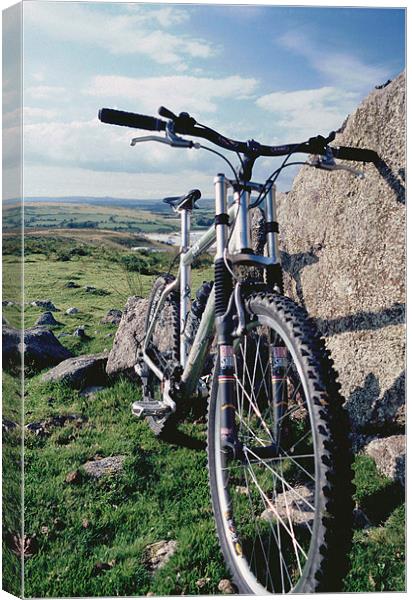 Mountain biking on Dartmoor, Devon Canvas Print by Simon Armstrong
