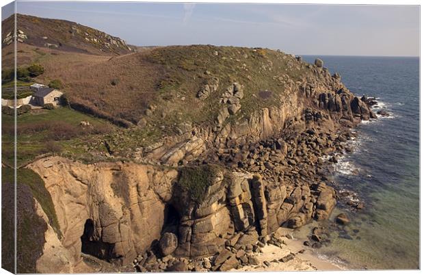 The South West Coast Path at Porthgwarra, Cornwall Canvas Print by Simon Armstrong