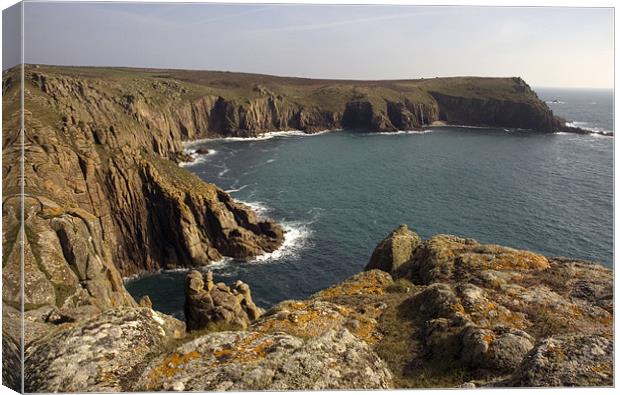 A view of The South West Coast Path, Cornwall Canvas Print by Simon Armstrong