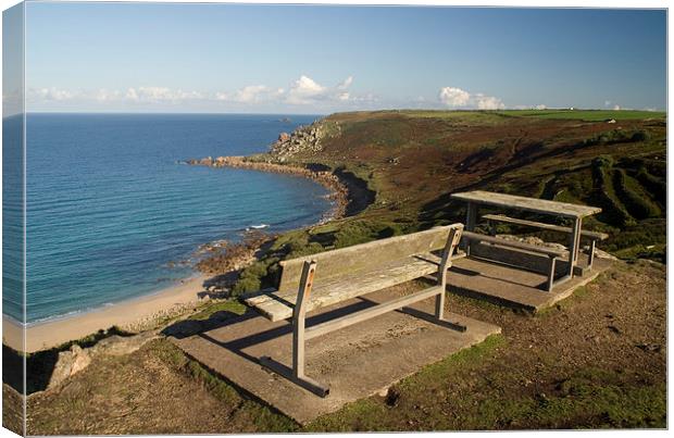 A sunny day at Whitesand Bay, Sennen, Cornwall Canvas Print by Simon Armstrong