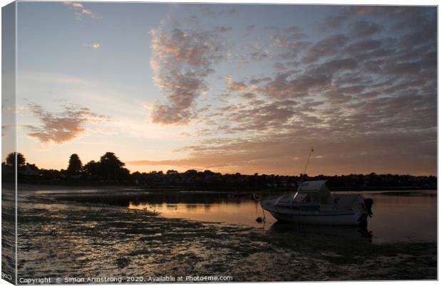Twilight at Locquirec in Brittany, France Canvas Print by Simon Armstrong