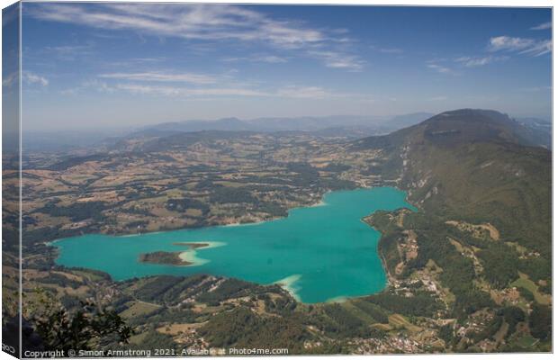Lac d'Aiguebelette, France Canvas Print by Simon Armstrong
