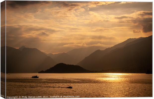 Lake Como Sunset Canvas Print by Philip Baines
