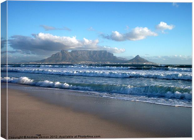 Table Mountain, Cape Town, Bloubergstrand Canvas Print by Andrew Vernon