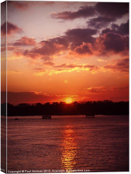 Sunset Plymouth Sound Canvas Print by Paul Holman Photography