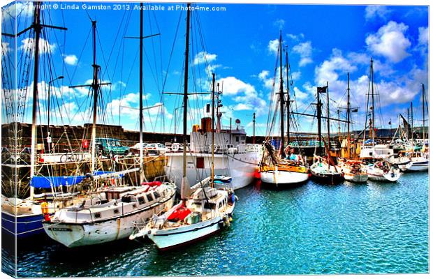 Boats in Penzance Harbour Canvas Print by Linda Gamston