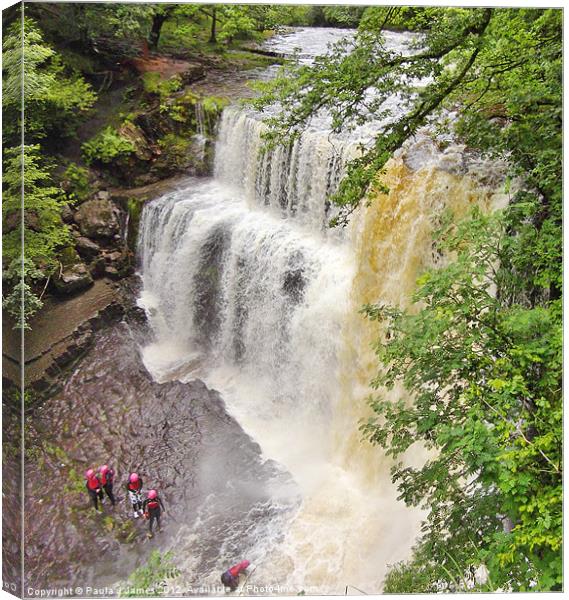 Canyoning in the Brecon Beacons Canvas Print by Paula J James