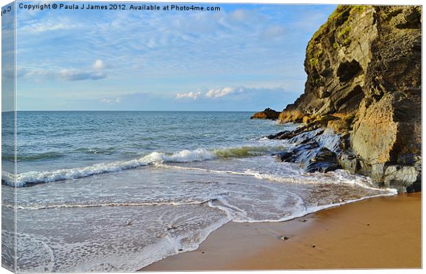 Penbryn Beach, Cardigan Bay Canvas Print by Paula J James