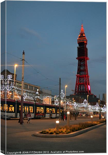 Blackpool Tower and Illuminations 2012 Canvas Print by JEAN FITZHUGH