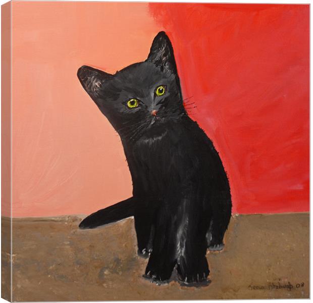 Black Kitten in Art Canvas Print by JEAN FITZHUGH
