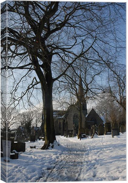 Friezland Church with snow Canvas Print by JEAN FITZHUGH