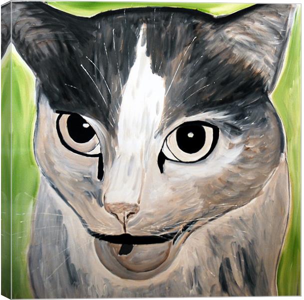 My Painting of an angry Cat Canvas Print by JEAN FITZHUGH