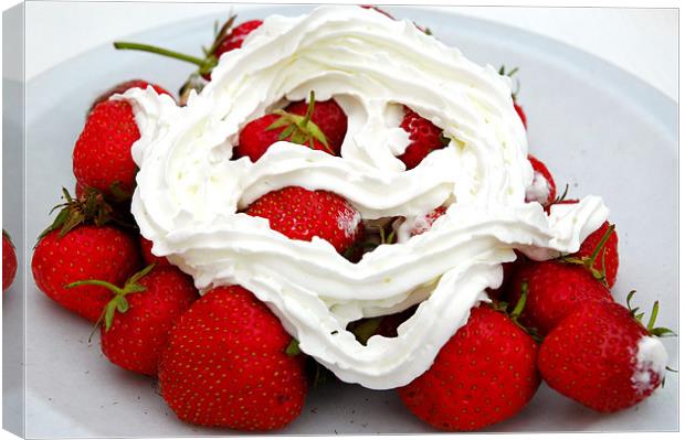 Strawberry's and Cream Canvas Print by JEAN FITZHUGH