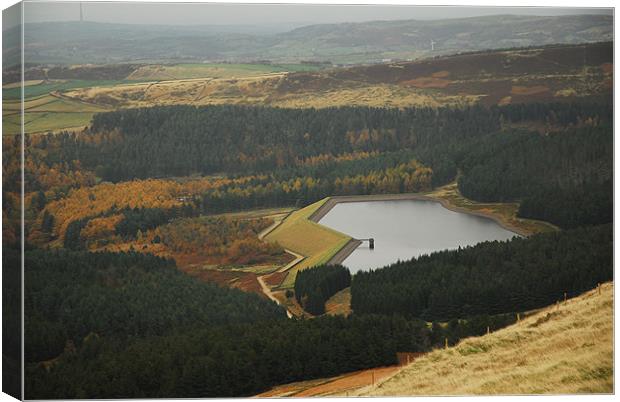 The Reservoir and The Moorlands in Saddleworth Canvas Print by JEAN FITZHUGH