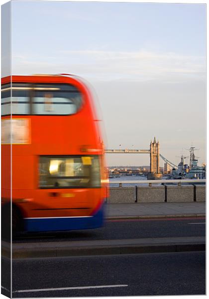 London Bus With Tower Bridge Canvas Print by Peter Carroll