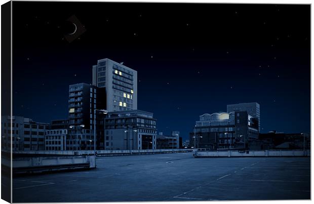 Manchester Urban City Night Canvas Print by Peter Carroll