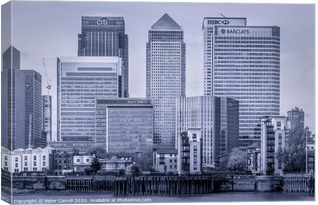 Canary Wharf Canvas Print by Peter Carroll